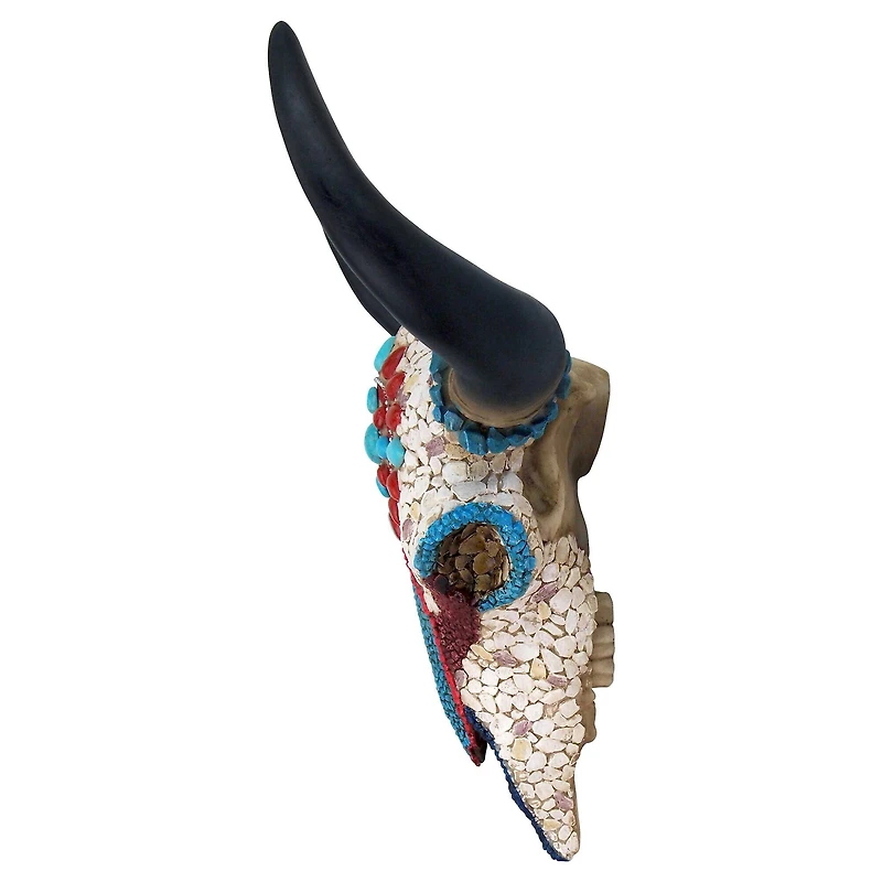 Design Toscano 10.5" Mystic Plains Warrior Faux Gem Encrusted Cow Skull Wall Sculpture
