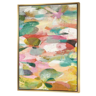 Designart - Abstract Pastel Flower Painting with Pink and Blue