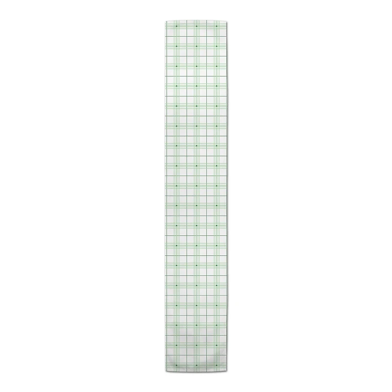 72" Green & White Clover Plaid Poly Twill Table Runner