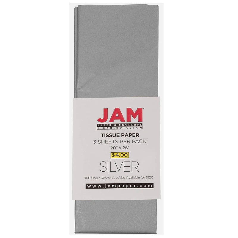 JAM Paper Silver Gift Wrapping Tissue Paper