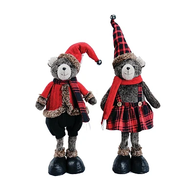 Santa's Workshop 19" Buffalo Plaid Bears Set