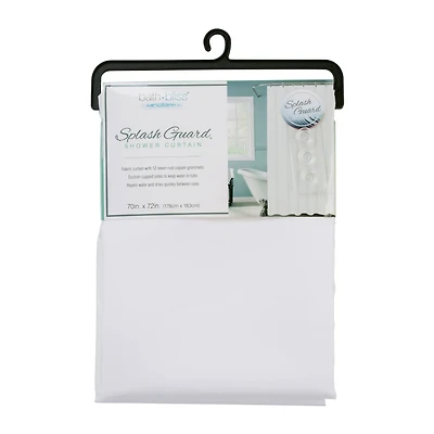 Bath Bliss White Shower Curtain with Splash Guard