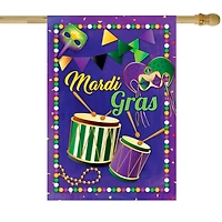 Mardi Gras Drums and Masks Outdoor House Flag 40" x 28"