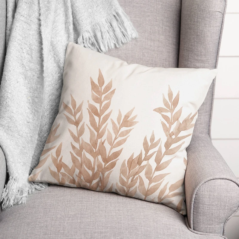 Brown Dried Florals 18" x 18" Throw Pillow