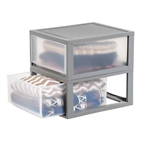 IRIS® 29.5qt. Gray & Clear Stacking Storage Drawers, 2ct.