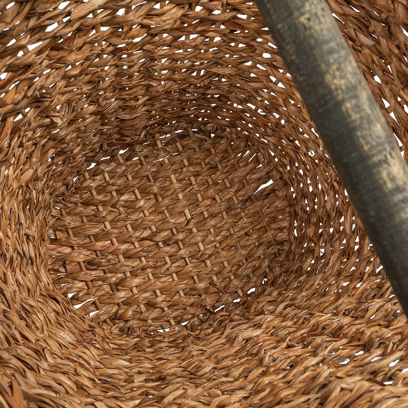 Hello Honey® 16" Bankuan Braided Oval Toilet Paper Basket with Wood Bar