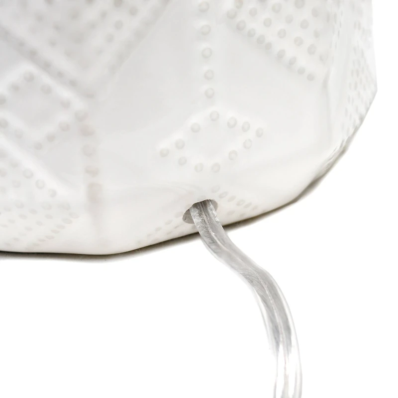 Lalia Home 19" Off-White Ceramic Eyelet Pattern Floral Textured Table Lamp