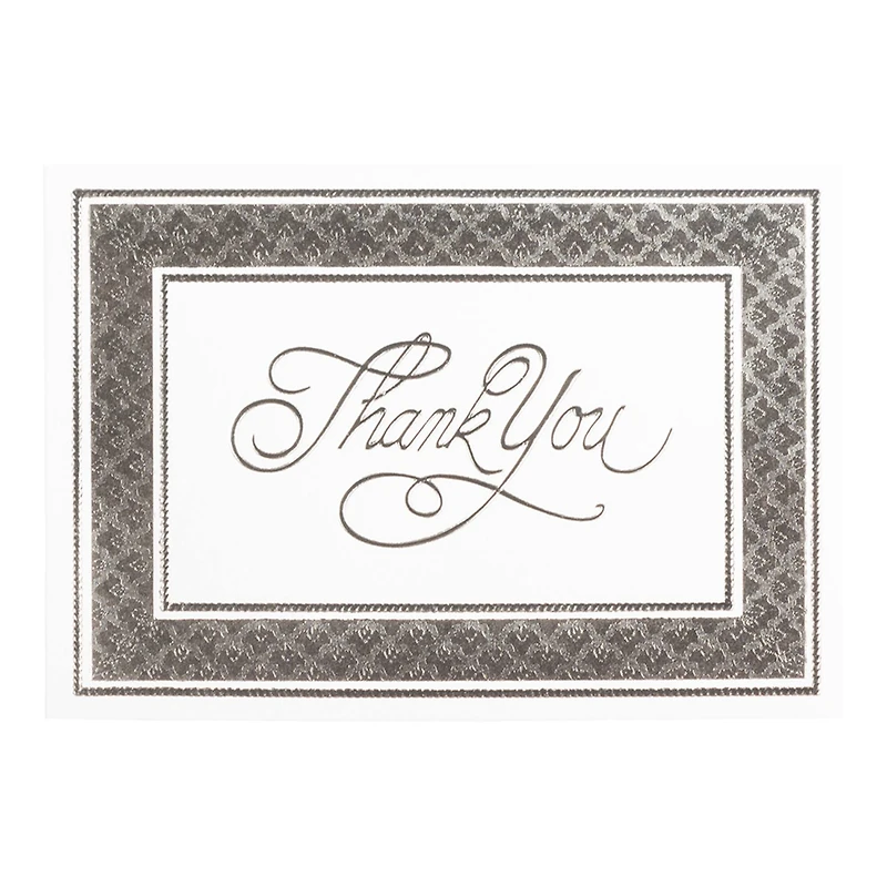 JAM Paper Thank You Card Set with Silver Border