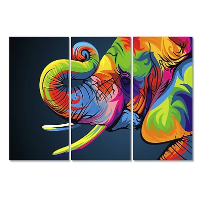 Designart - The Happy Rainbow Elephant - Modern Canvas Art Print