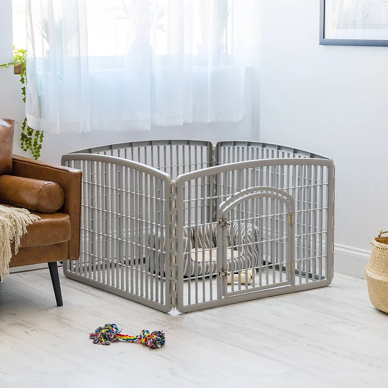 IRIS® Gray 4-Panel Pet Playpen with Door