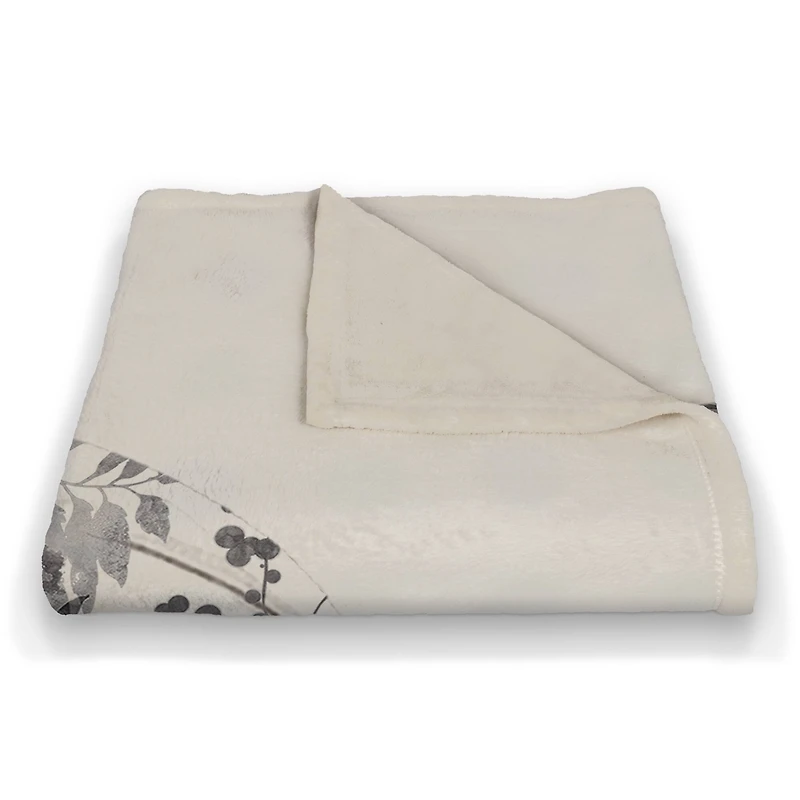 White & Gray Blessed Autumn Pumpkin Fleece Blanket