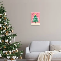 Stupell Industries Merry Christmas Pink Starry Pattern Wall Plaque Art