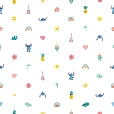 RoomMates Disney Stitch Aloha Mini Print Blue and Pink, Peel and Stick Wallpaper 20.5" x 18-ft roll, about 30.8 sq. ft.