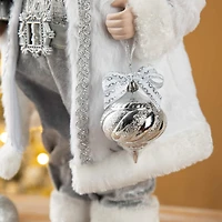 Glitzhome® 18" Faux Fur Christmas Frosty Santa Figurine