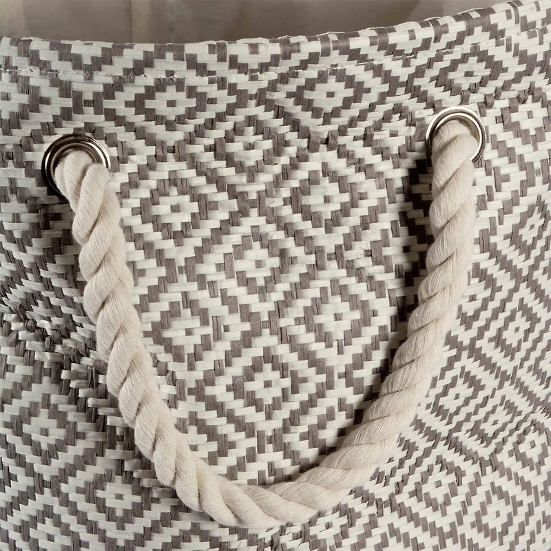 DII® Small Gray Geo Diamond Round Paper Bin