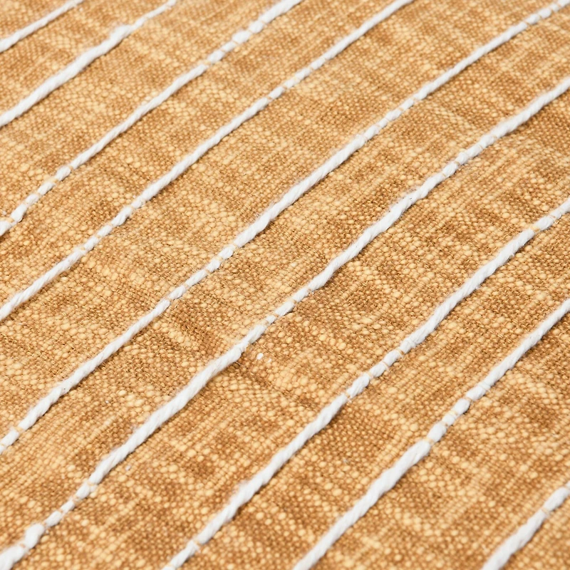 Hello Honey® Mustard & White Applique Stripe Cotton Woven Pillow