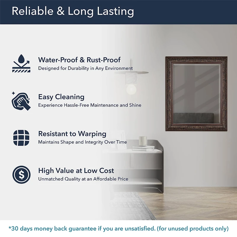 Head West® 34.5" Ornate Bronze Rectangular Framed Beveled Wall Mirror