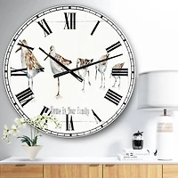 Designart Pebbles And Sandpipers Family Wall Clock