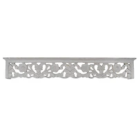 30" Gray Hand-Carved Medallion Floating Wall Shelf