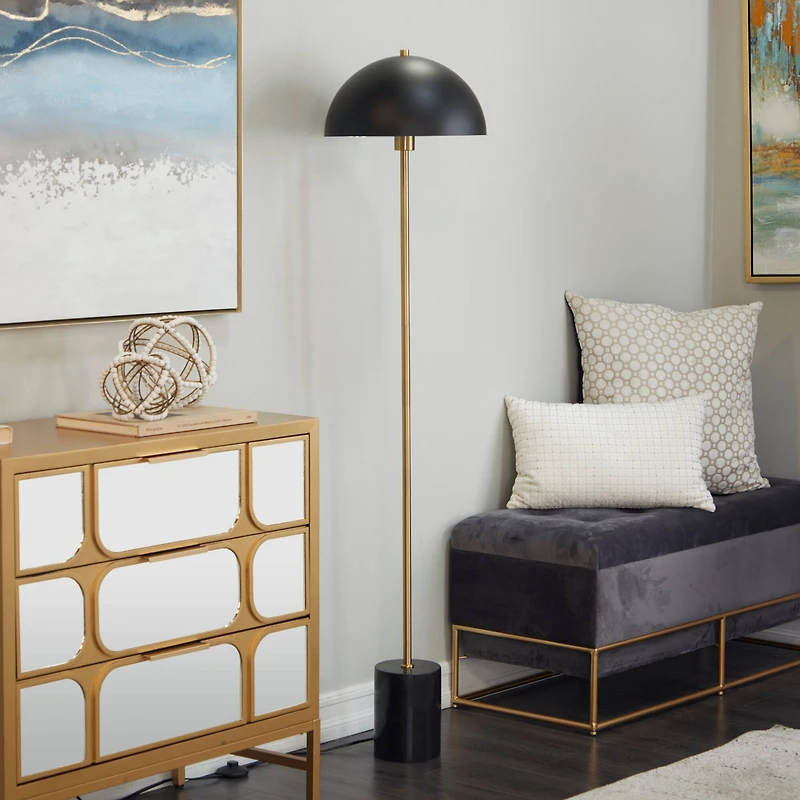 Black Metal Contemporary Floor Lamp, 14" x 14" x 62"