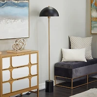 Black Metal Contemporary Floor Lamp, 14" x 14" x 62"