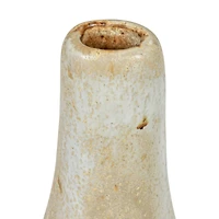 Hello Honey® 8" White Stoneware Vase with Raised Dots & Reactive Glaze