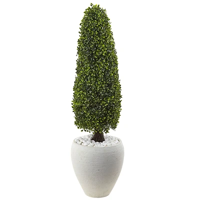 3.5ft. Boxwood Topiary in Textured White Planter