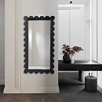 Glitzhome® 42.5" Modern Black Wood Frame Wavy Rectangle Wall Mirror