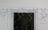 50 Blue Mini Window Curtain Icicle Christmas Lights - 2.6 ft White Wire