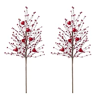Glitzhome® 28" Valentine's Red Berry &Heart Picks Set