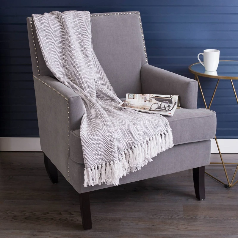 DII® Gray Herringbone Stripe Throw