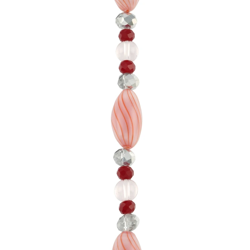 Red Lampwork Glass Stripe Oval Beads by Bead Landing™