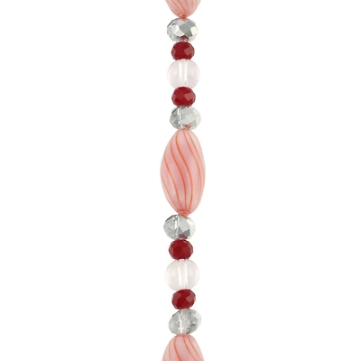 Red Lampwork Glass Stripe Oval Beads by Bead Landing™