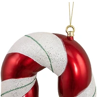 22" Shatterproof Candy Cane with Green Glitter Commercial Ornament