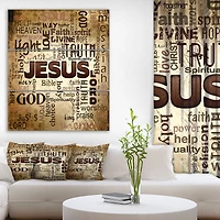 Designart - Jesus' word cloud in grunge background