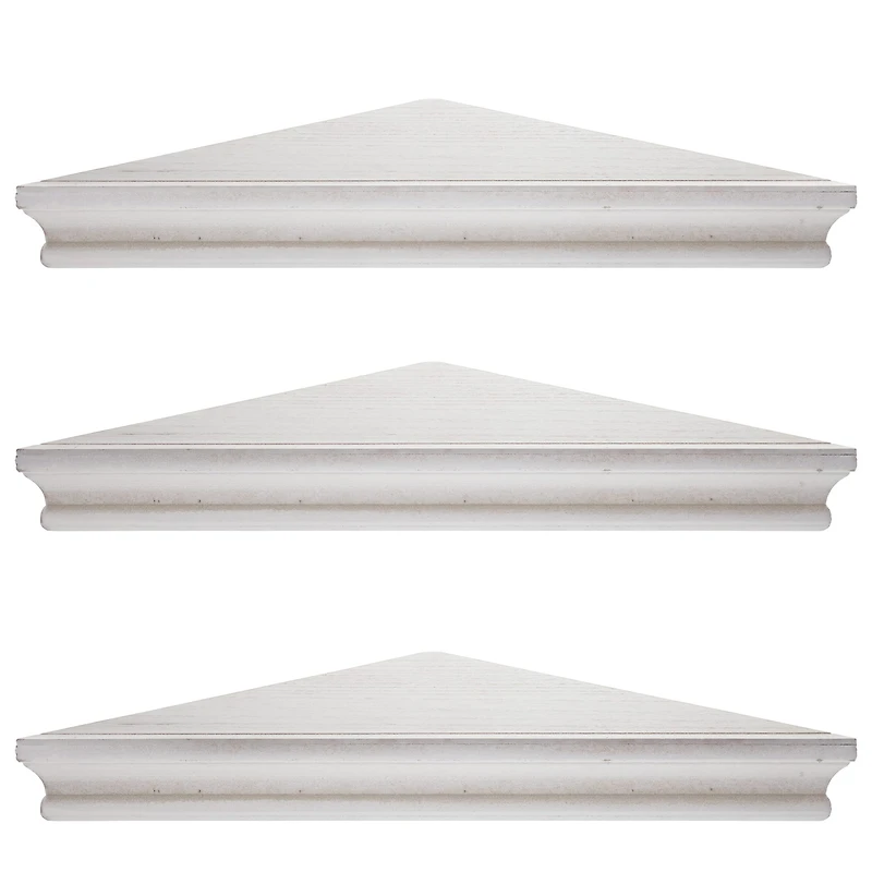 White Floating Beveled Corner Shelves Set