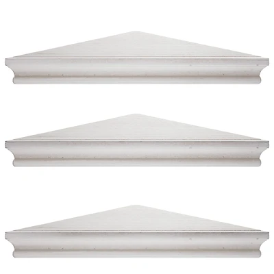 White Floating Beveled Corner Shelves Set