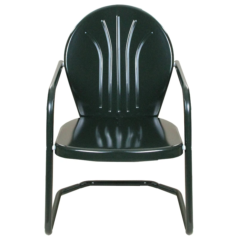 Dark Forest Green Retro Metal Outdoor Tulip Chair
