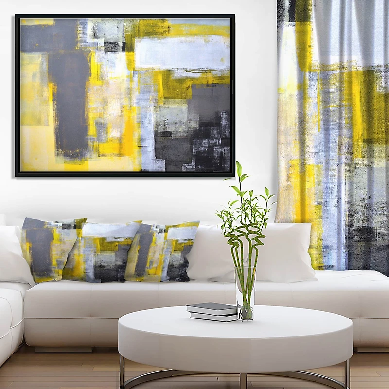 Designart - Grey and Yellow Blur Abstract