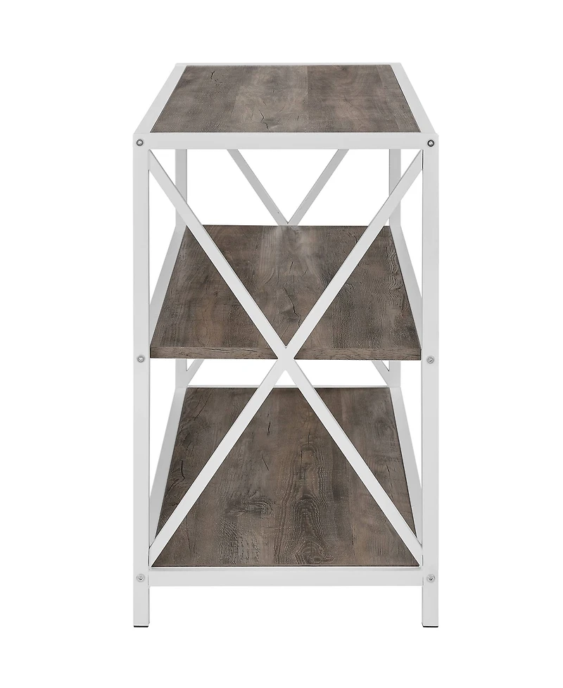 Walker Edison Gray Wash X-Frame Industrial Wood Bookshelf