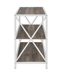 Walker Edison Gray Wash X-Frame Industrial Wood Bookshelf