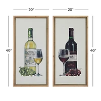 Set of 2 Brown Wood Farmhouse Wine Wall Art, 20" x 40"