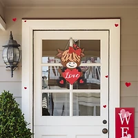 Glitzhome® 18" Valentine's Wooden Highland Cow Door Hanger