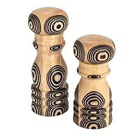 Hello Honey® Natural & Black Inlaid Circles Wood Salt & Pepper Mills Set