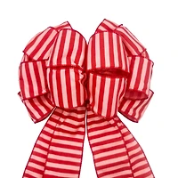 20.5" Pink & Red Stripes Holly Jolly Tree Bow by Celebrate It®