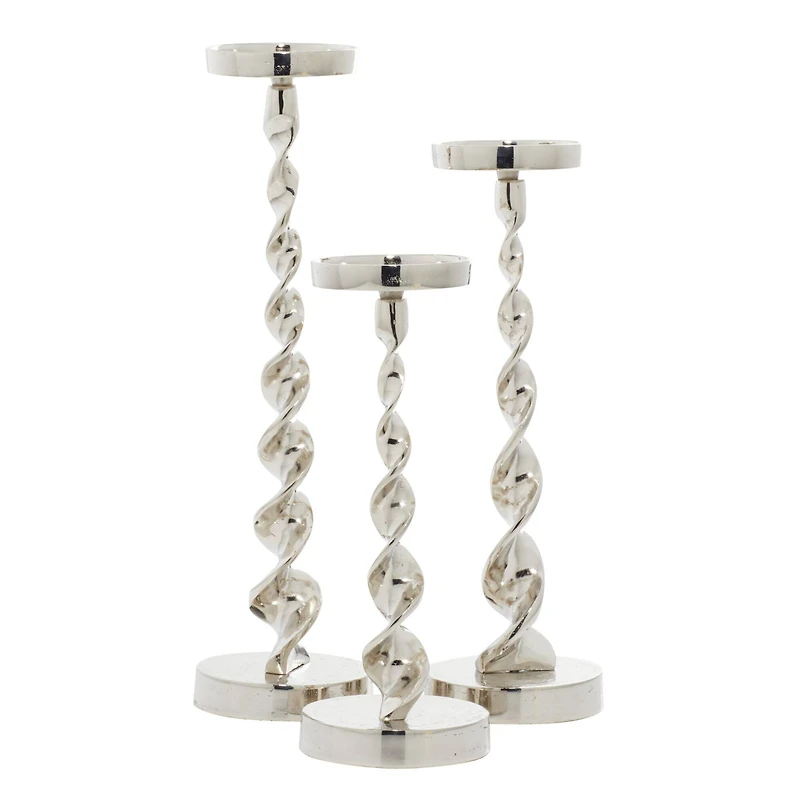 Silver Aluminum Candle Holder Set