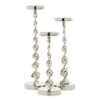 Silver Aluminum Candle Holder Set
