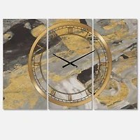 Designart 'Marble Gold And Black Modern Multipanel Wall Clock