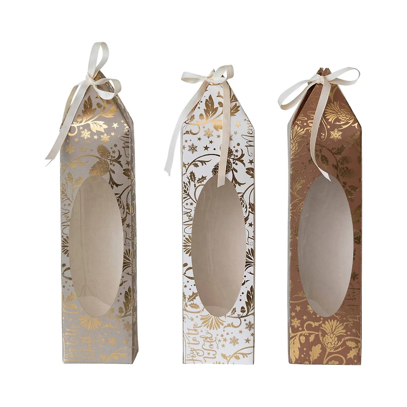 Hello Honey® 15" Gold Foil Floral Paper Gift Box with Window Set