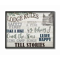 Stupell Industries Lodge Rules Cabin Wall Art in Black Frame